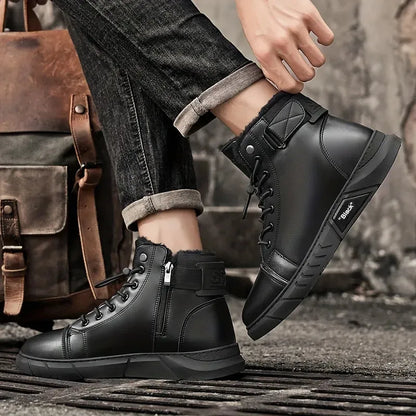 Men’s Genuine Leather Fleece-Lined Orthopaedic Waterproof Boots