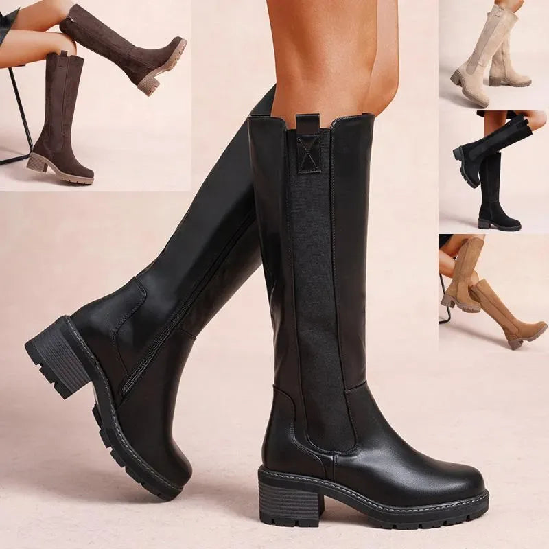 Faux Suede Knee High Stretch Boot