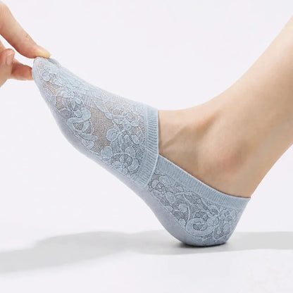 Zorvia Floral Lace No-Show Socks