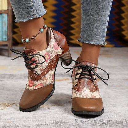 Ethnic-style block-heel ankle boots ( BUY 2 FREE SHIPPING )