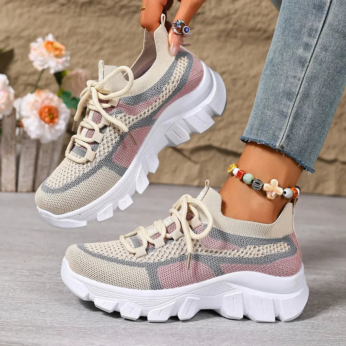 Women's Lightweight Breathable Thick-Sole Trainers