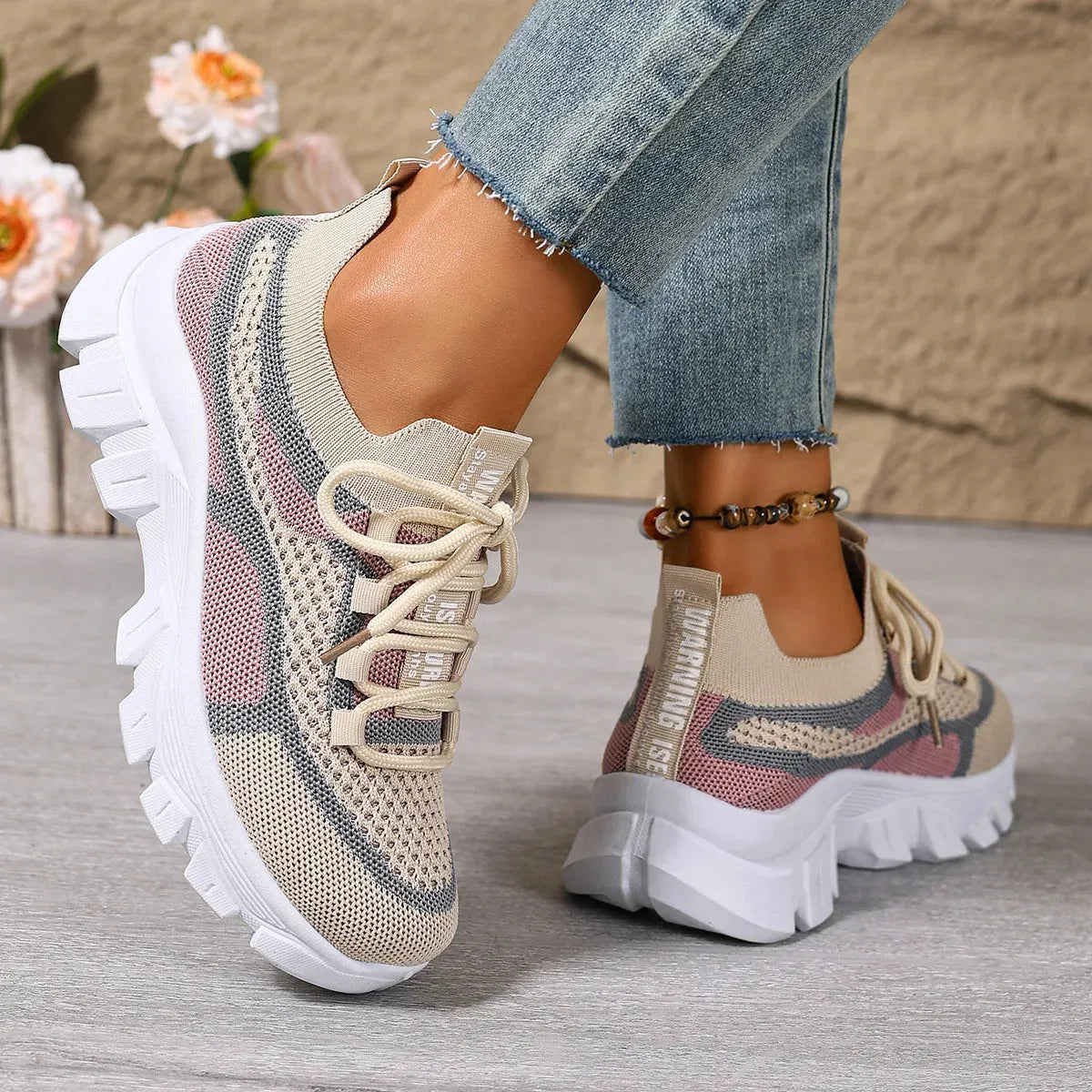 Women's Lightweight Breathable Thick-Sole Trainers