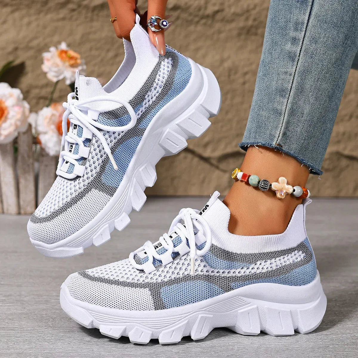 Women's Lightweight Breathable Thick-Sole Trainers