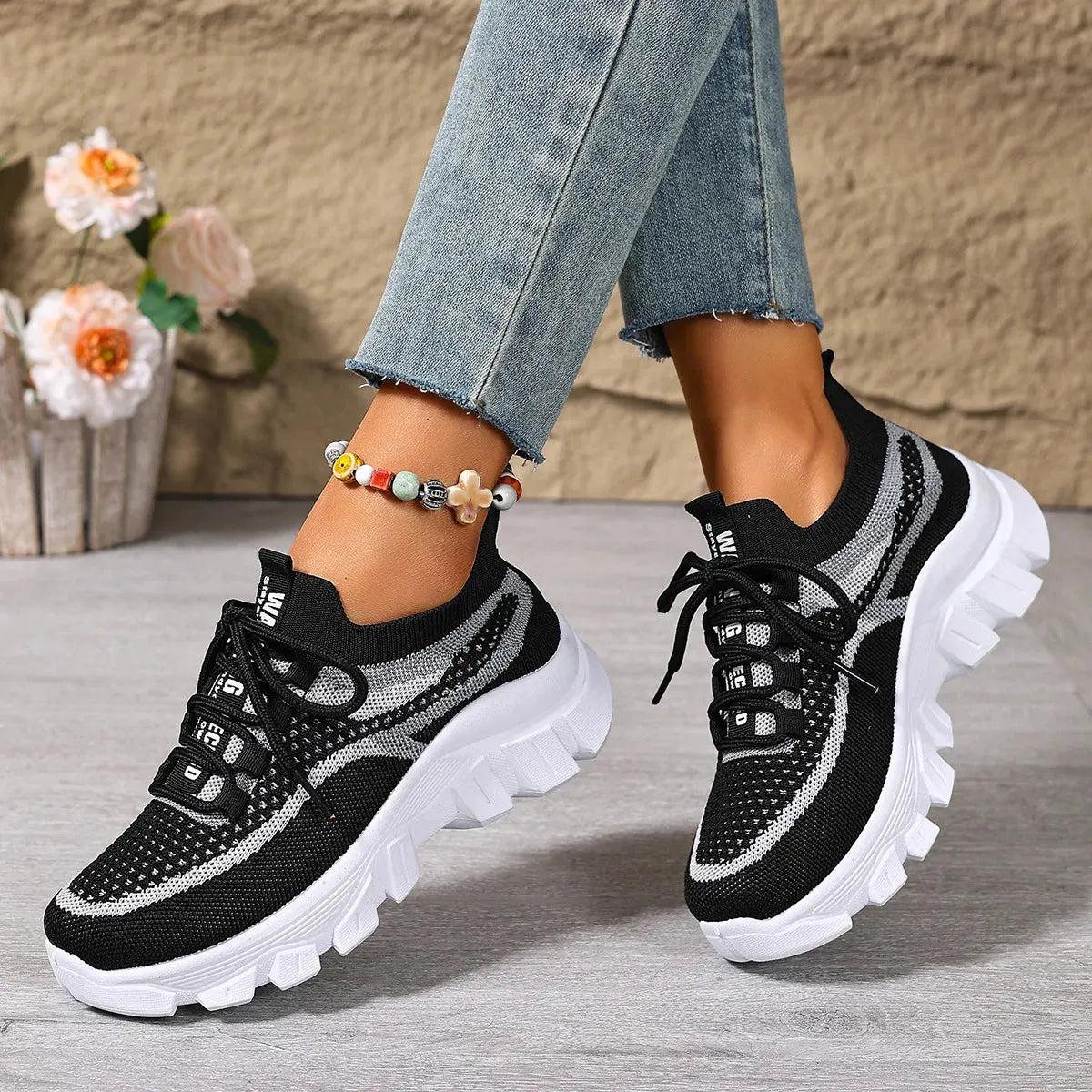 Women's Lightweight Breathable Thick-Sole Trainers