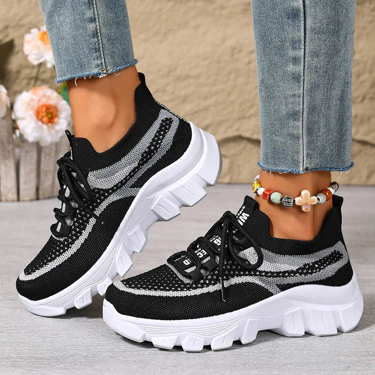 Women's Lightweight Breathable Thick-Sole Trainers