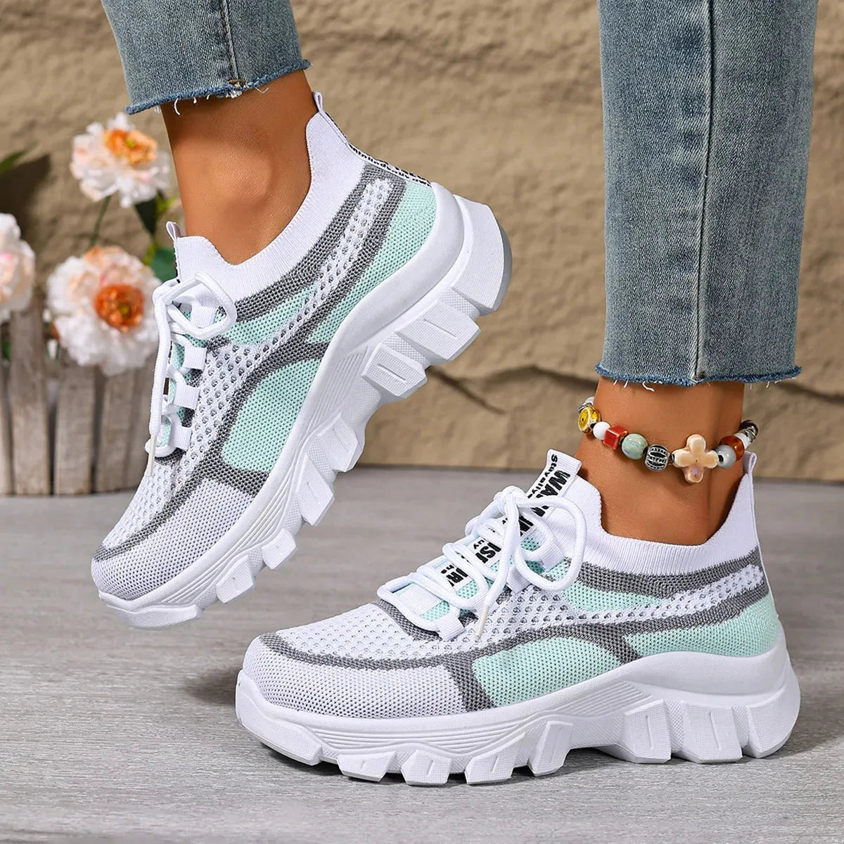 Women's Lightweight Breathable Thick-Sole Trainers