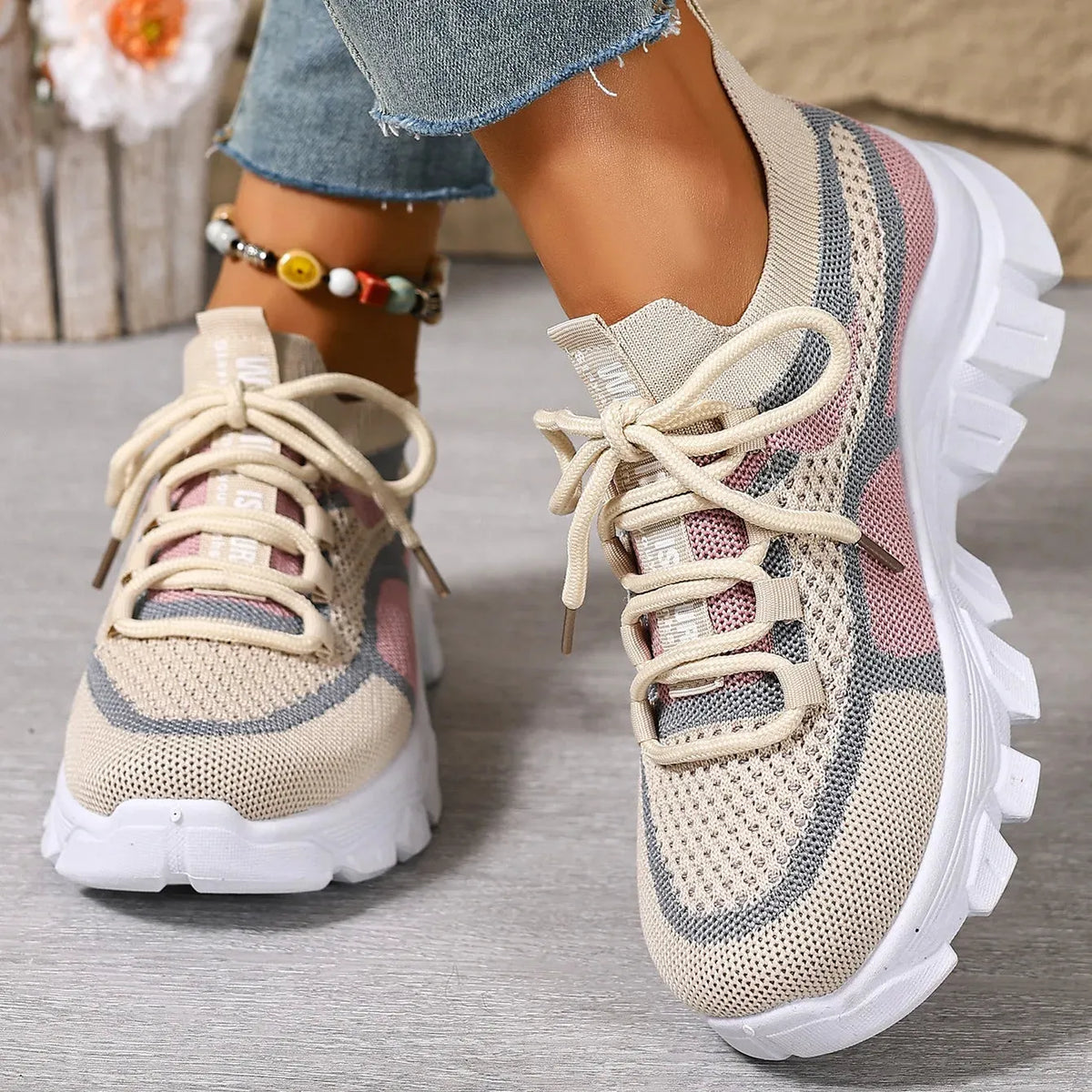 Women's Lightweight Breathable Thick-Sole Trainers