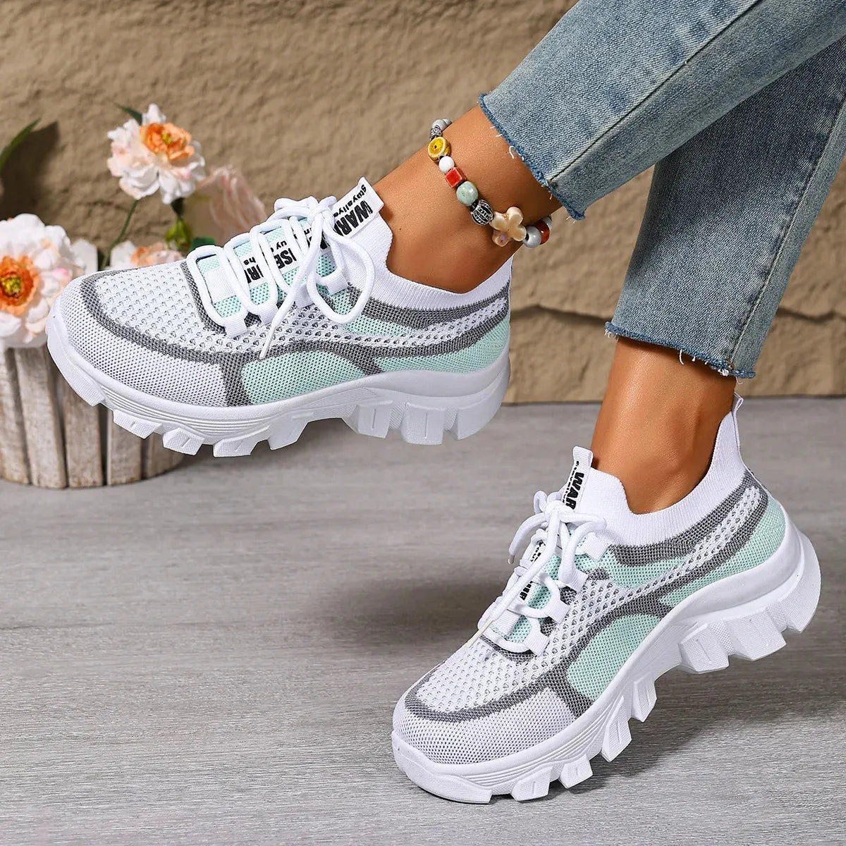 Women's Lightweight Breathable Thick-Sole Trainers