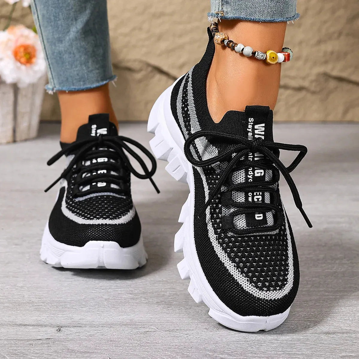 Women's Lightweight Breathable Thick-Sole Trainers