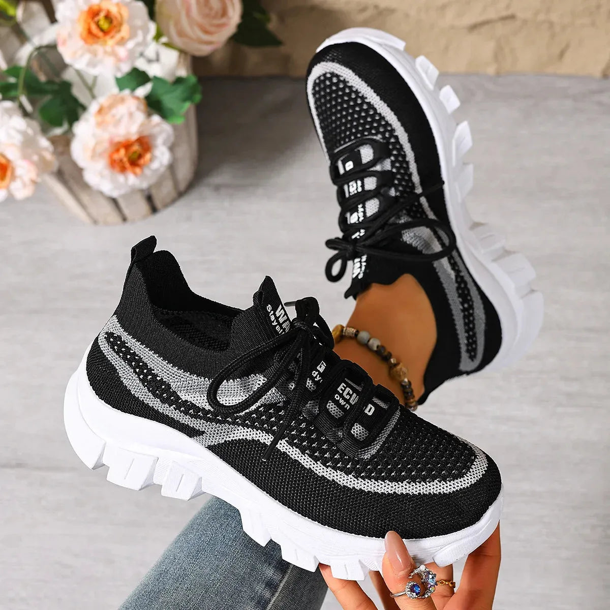 Women's Lightweight Breathable Thick-Sole Trainers