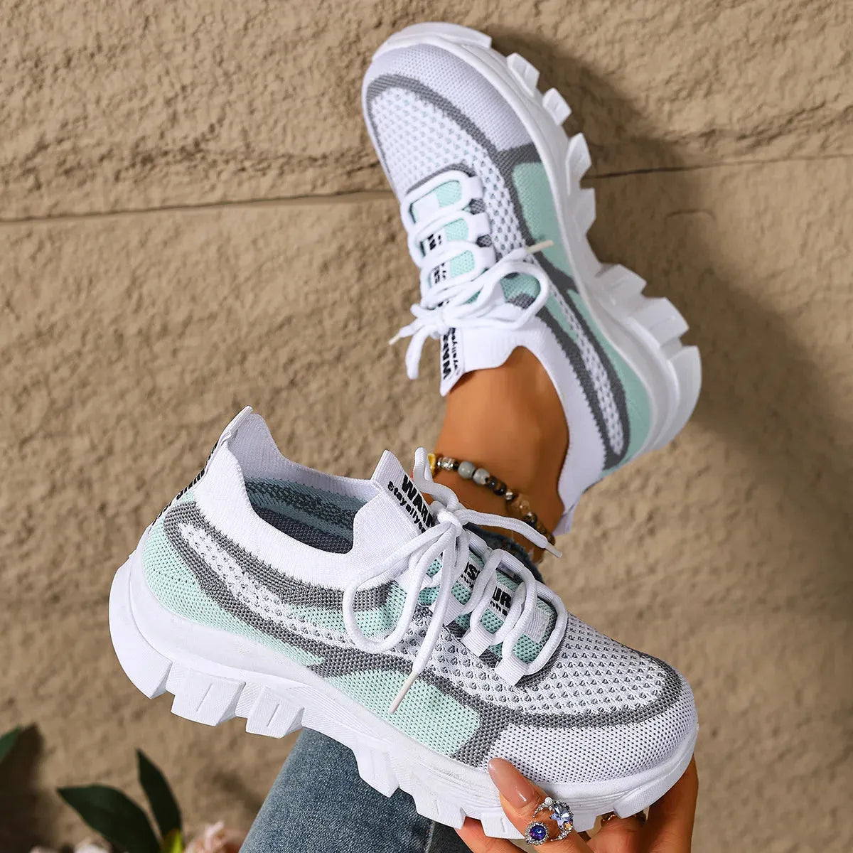 Women's Lightweight Breathable Thick-Sole Trainers