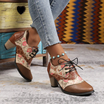 Ethnic-style block-heel ankle boots ( BUY 2 FREE SHIPPING )