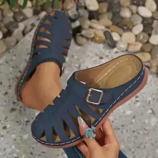 Women's Closed-Toe Stylish and Easy Hollow Design Mules