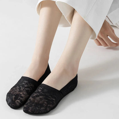 Zorvia Floral Lace No-Show Socks