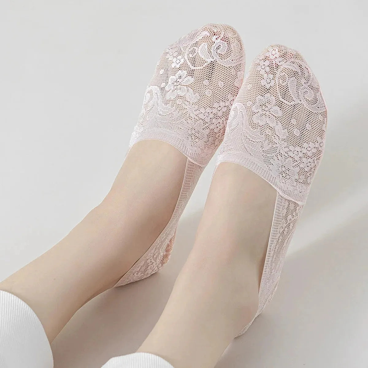 Zorvia Floral Lace No-Show Socks