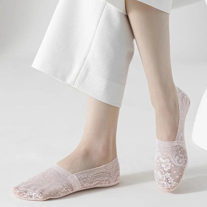 Zorvia Floral Lace No-Show Socks