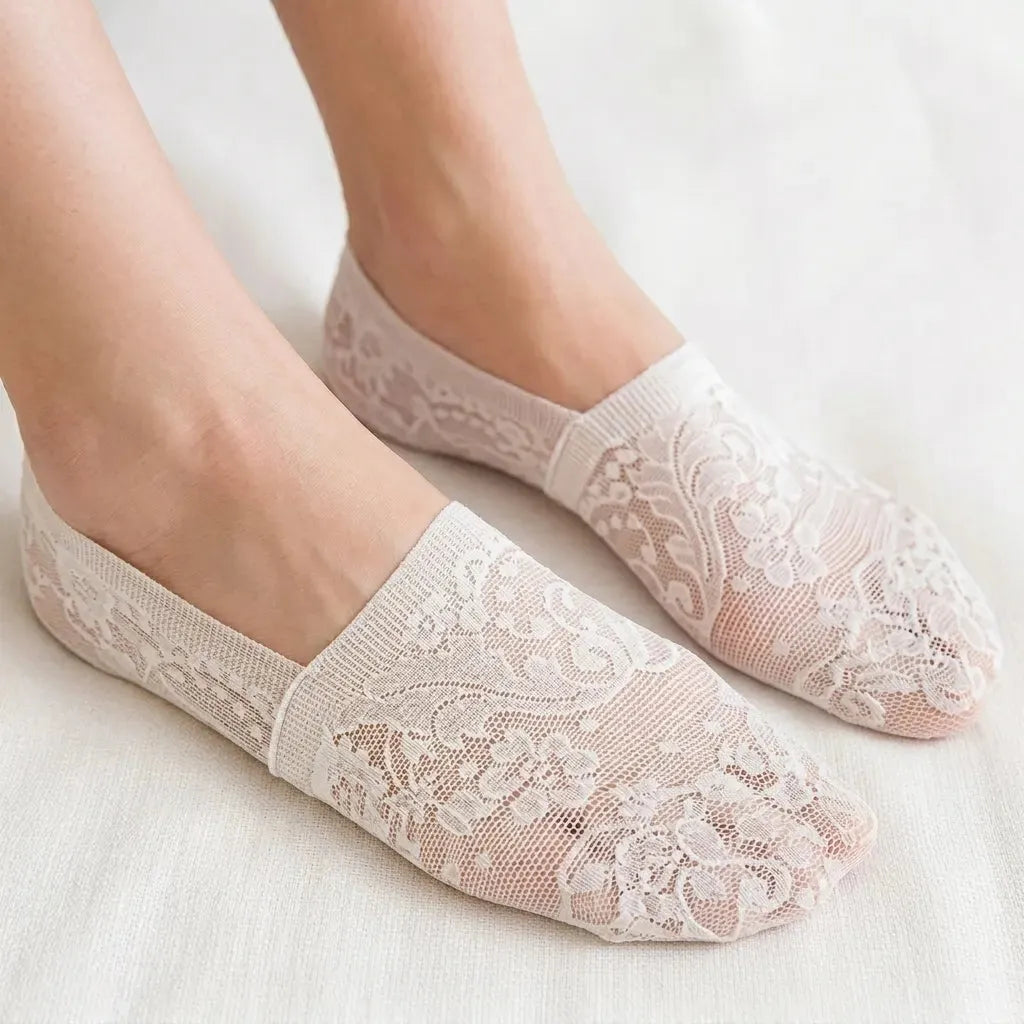 Zorvia Floral Lace No-Show Socks