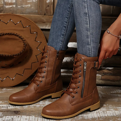 🔥Last Day 50% OFF - Women's Zipper Leather Boots - Wide Fit, Cushioned Sole Pain Relief Riding