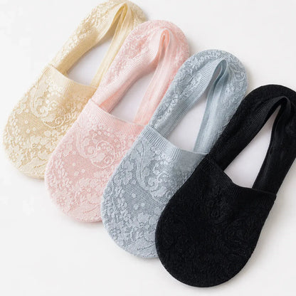 Zorvia Floral Lace No-Show Socks
