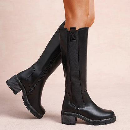 Faux Suede Knee High Stretch Boot
