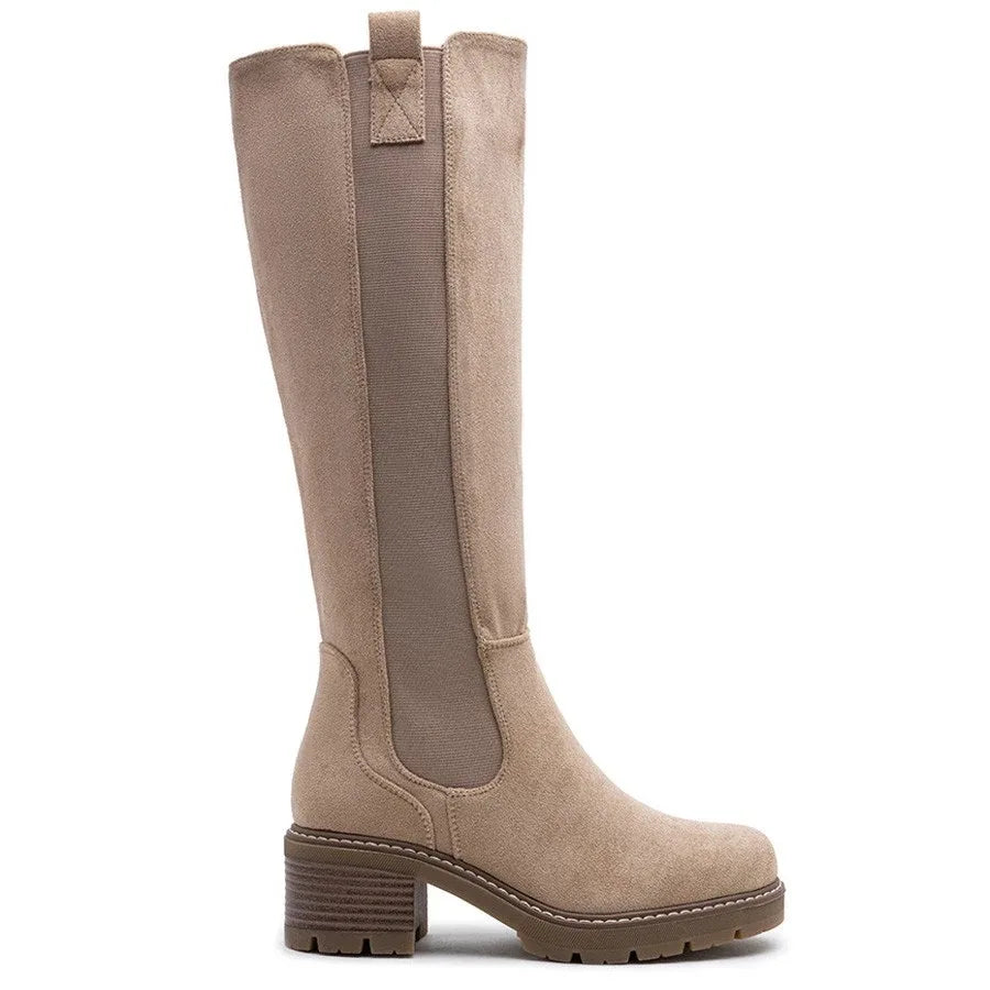 Faux Suede Knee High Stretch Boot