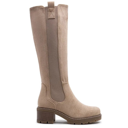 Faux Suede Knee High Stretch Boot