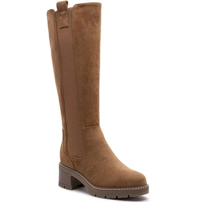 Faux Suede Knee High Stretch Boot