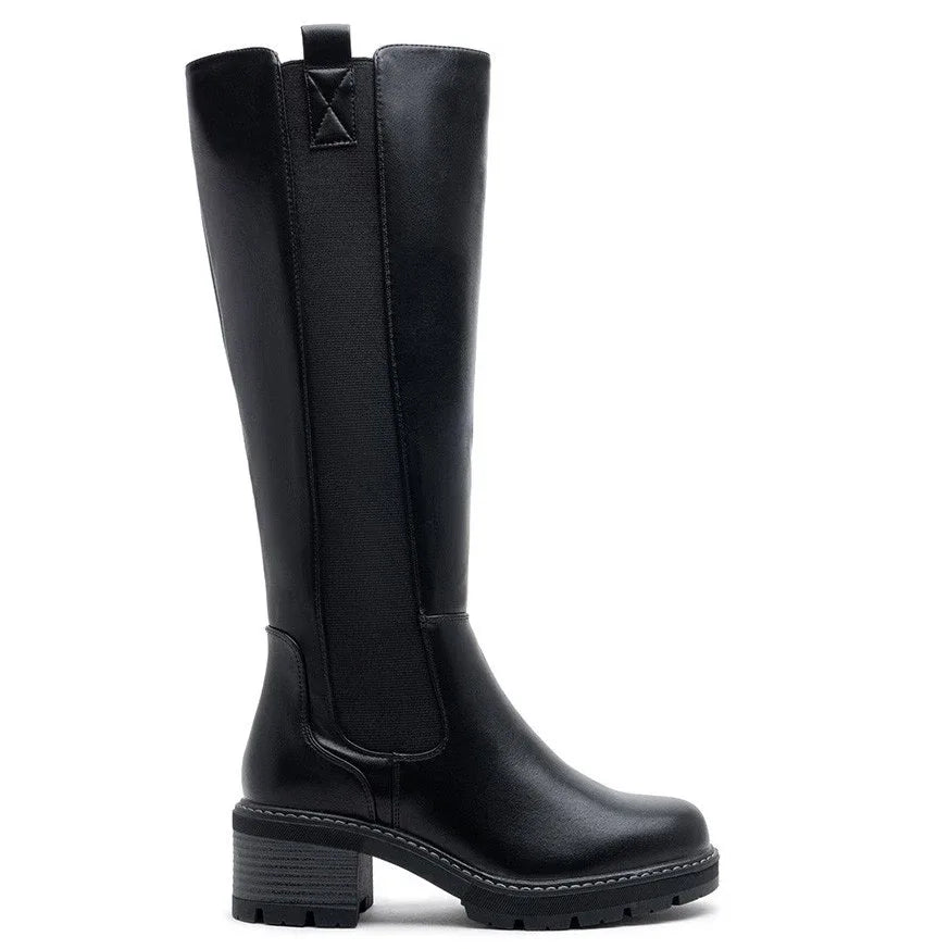 Faux Suede Knee High Stretch Boot