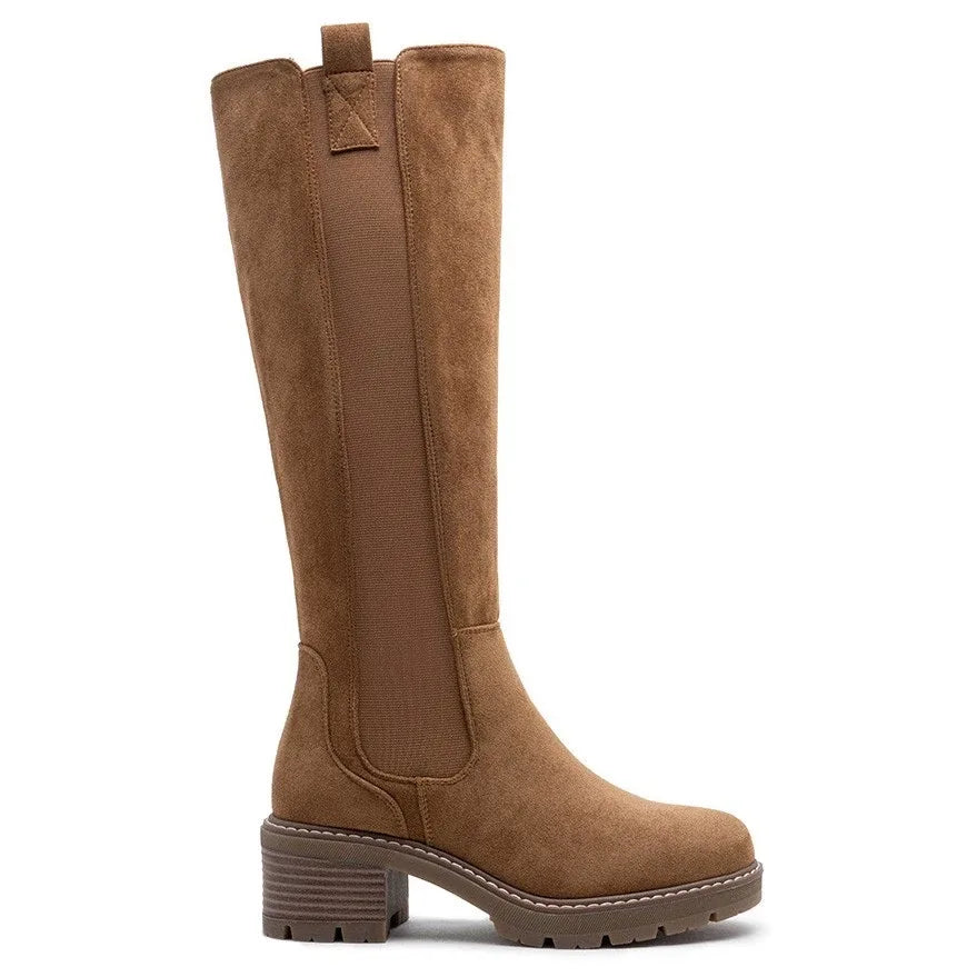 Faux Suede Knee High Stretch Boot