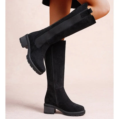Faux Suede Knee High Stretch Boot