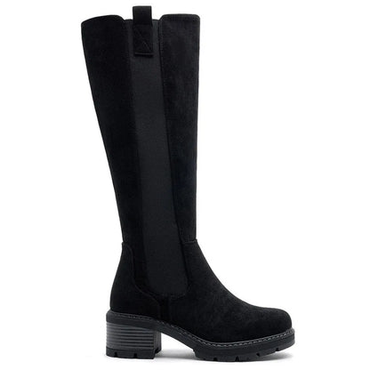 Faux Suede Knee High Stretch Boot