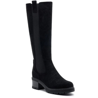 Faux Suede Knee High Stretch Boot