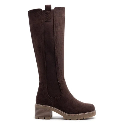 Faux Suede Knee High Stretch Boot